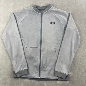 Under Armour Mens Large Gray‎ Full Zip Bomber Jacket Fitted
